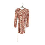 Billabong Women's  S Rust Floral Long Sleeve Wrap Mini Dress Photo 4