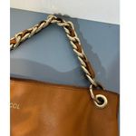 Mark & Graham bag brown leather small initials heavy gold chain soft Photo 2