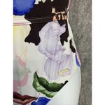 One Piece Sunseeker Swimsuit Size 4  Floral Low Cut V-Neck Sexy White Pink Blue Photo 1