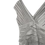 Adrianna Papell Adrianna Papple silver formal mini dress shutter pleated sheath cocktail formal Photo 3