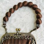 Silk Satin Evening Handbag Retro Vintage with Pearl like Handle Photo 8