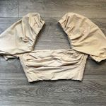 Amanda Uprichard Cream Puff Short Sleeve Smocked Square Neck Summer Crop Top M Photo 0