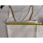 Ribbed Bodycon Mini Dress Gold Chain Strap Sleeveless Party Clubwear size S/M White Photo 4
