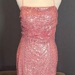 Women’s Pink Sequined Short Homecoming Party Dress Ruffle Hem CorsetBack Size 8 Photo 0