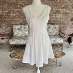 Teeze Me Dress Skater Midi White Sleeveless V-neck 7/8 Cocktail Party Grad Photo 2