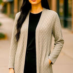 Chico's  Easywear Textured Open-Front Cardigan in Beige and Gold 3 16 XL Photo 0