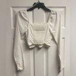 Blue Blush Long Sleeved Ruched Crop Top W/ Smocked Detail Size Small Photo 3