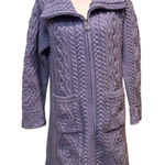 Aran Crafts Chambray Blue Merino Wool Zip Front Cardigan Sweater Pockets Medium Photo 0