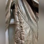 L.A.M.B. Vintage Gwen Stefani Rock Glam Leather Silk Metallic Gold Jacket Size 2 Photo 6