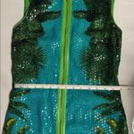 Versace  Dress Tropical Green and Blue Sleeveless Sequin Dress Photo 9