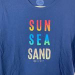 Life is Good Woman's Sz M Classic Fit Crew Neck Navy Blue Sun Sea Sand T Shirt Photo 1