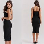 House Of CB NWOT  'Bellissima' Black Sweetheart Midi Pockets Dress sz M Photo 2