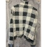 August Silk Women's Black and White Fuzzy Plaid Open Front Cardigan size L Photo 3