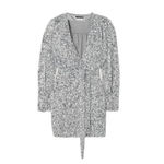 ROTATE BIRGER CHRISTENSEN Samantha Sequined Stretch Mini Wrap Dress Silver 4 Photo 2