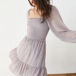 Aritzia Wilfred Tempest Smocked Chiffon Mini Dress in Lilac Purple Women's S Photo 4