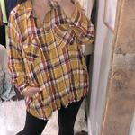 Terra & Sky  mustard plaid button down shirt size 2X Photo 2