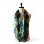 Abstract Print Infinity Scarf Viscose Silk Blend Lightweight Sheer Women Photo 2