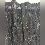 Anne Klein L Whimseygoth Black Lace Crystal Sequined Button Down Shirt Photo 2