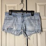 PINK - Victoria's Secret  Extremely Distressed Pale Blue Denim Jeans Shorts 6 Photo 1