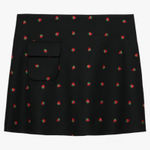 ZARA  Stefano Pilati Size Small Black Embroidered Strawberry Mini Skirt Wool Photo 0