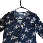 Bobeau Studio B By 3/4 Sleeve Split Neck Blouse Floral Black Multicolor Size L Photo 1