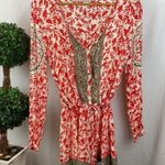 Free People Tan & Red Leaf Print Long Sleeve Romper Short & Top XS Photo 2