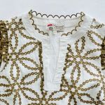 Maison Common Embroidered Linen Eyelet Cream Sleeveless Top Size 40 Beach Yacht Tan Size M Photo 3