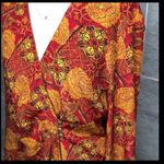 From 90s Vtg Laura & Jayne Petite Red & Gold Floral Wrap Style Top Size 10 Photo 5
