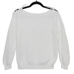 Max Mara  100% Cotton White Boatneck Knit Sweater Tie Detail Size Large Photo 0