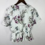 White House | Black Market WHBM White Floral Peplum Blouse S Romantic Cottagecore Feminine Office Chic Photo 6