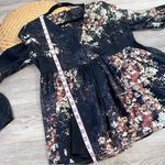 Intermix  100% silk art to wear witchy bell sleeve blouse button back‎ Photo 2