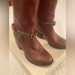 BCBG Brown Heeled Boots with Chain Detail Size 8 Photo 1