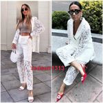 ZARA  LACE BLAZER w/ Slits & Buttons White Color NEW Photo 3