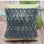 None Wide Stretch Bracelet Black Gun Metal Statement Filigree & Rhinestones One Size Photo 0