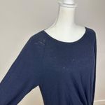 Hanii Y Wool Dress Long Sleeve Draped Navy Blue Round Neck Minimalist Medium. Photo 7