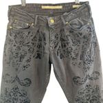 ZARA Whimsygoth Dark Romantic Woman Black Jeans Velvet Damask Pattern Slim 6 Y2K Photo 8