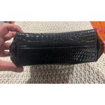 Vintage IFO New York Croc Embossed Patent Leather Bag Black Formal Photo 6