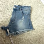 Princess Polly  Light Blue Frayed Jean Shorts S/M Photo 7