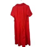 JOHN ROBERTS Red Linen Blend Button Front Collared Midi Shirt Dress Size 14 Photo 7