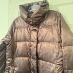 Lands' End  Puffer Coat Jacket Womens L Brown Down Fill Longline Winter Quilted Photo 1