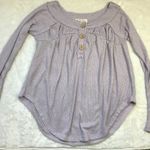 Free People  We The Free Must Have Henley Top Womens XS Waffle Knit Thermal Lilac Photo 9