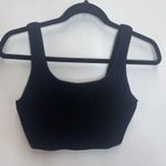 Babaton Women Crop Top Medium Black Ribbed Short Sleeve Square Neck Casual Photo 4