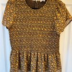 Madewell  Floral Smocked Peplum Blouse - Brown and Yellow Size Medium Photo 0