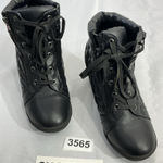 Madden Girl Womans Baaxter Size 8 Black Zip Up Lace Up Quilted Wedge Ankle Boots Photo 0