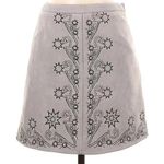 SEEK the Label  Gray Faux Suede Embroidered A-Line Mini Skirt Size S XS Photo 0