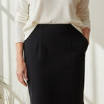 Eileen Fisher  Black Washable Stretch Crepe Mini Skirt Size Small Photo 0