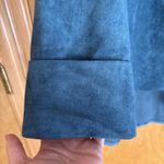 IC by Connie K Teal Blue Faux Suede Asymmetrical Hem Jacket Small Photo 3