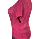 a.n.a Womens Sweater Shirt Top Short Sleeve Loose Knit Crochet Pullover Red Large Photo 3