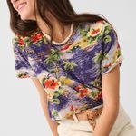 Faherty Sunwashed Crewneck Tropical Print Vacation Short Sleeve Cotton Tee Small Photo 0