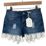 Altar'd State NWT Altar’d State Jean Shorts Womens 24 Distressed Crochet Cottagecore Festival Photo 0